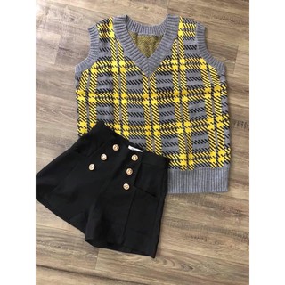 Áo gile kẻ vàng hàng quảng châu