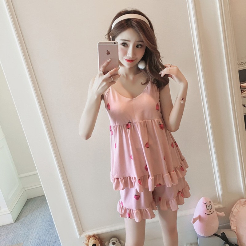 Bộ Đồ Ngủ Dây Đeo Mùa Hè Dâu Tây Xinh - Váy Mặc Nhà Dáng Hàn Quốc Có Mút Ngực BĐN01 | BigBuy360 - bigbuy360.vn