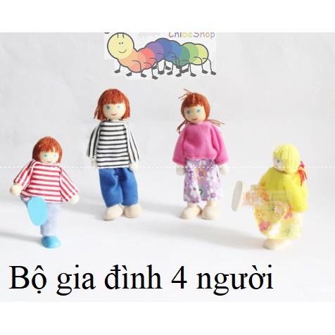 Búp bê gia đình bằng gỗ, con rối gỗ các thành viên gia đình loại đẹp