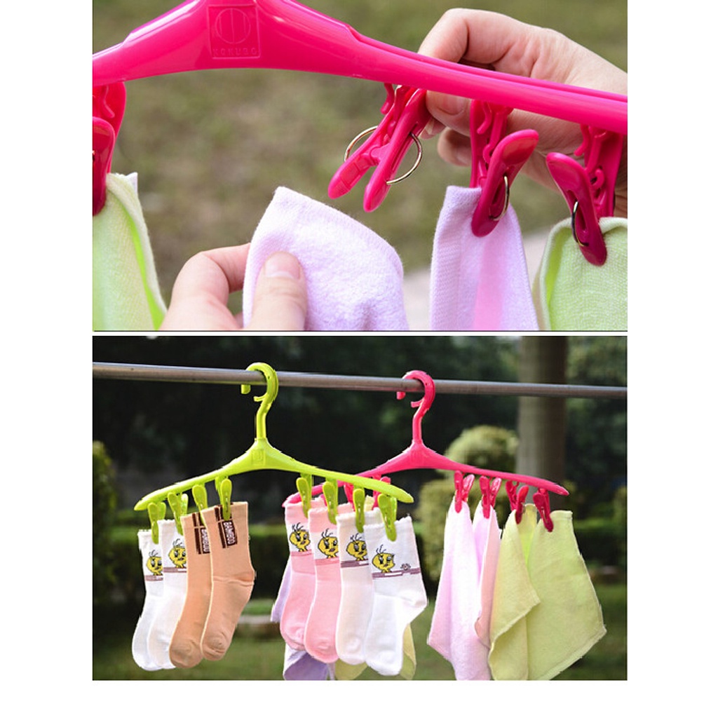 Móc Treo Có Kẹp 8 Chiếc Giúp Phơi Khăn Tay, Tất, Găng Tay, Đồ Chíp Nội Địa Nhật Bản - KJ HOME