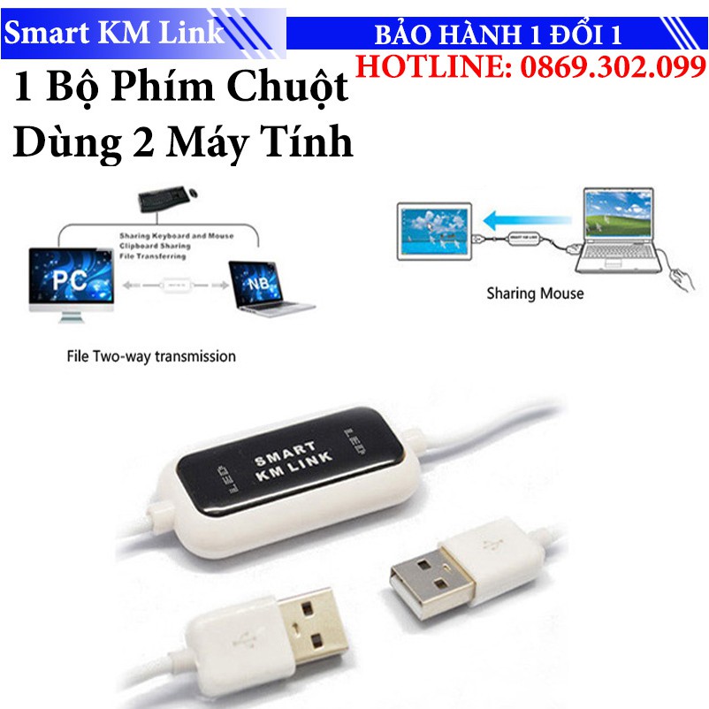 Giải Pháp thay thế KVM - Cáp USB Chuyển Đổi Dữ Liệu Kết Nối Máy Tính Với Máy Tính Đồng Bộ Bàn Phím Chuột Smart KM Link