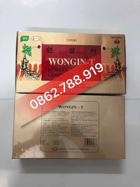 ❇Chè ( trà) sâm WONGIN-T GINSENG TEA Hàn Quốc 10 hộp= 100 gói