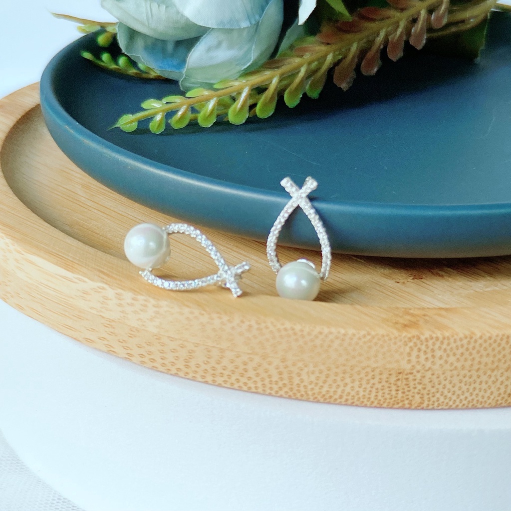 Bông tai bạc  ANTA Jewelry kiểu dáng đính ngọc trai nhân tạo, mẫu khuyên đang được ưa chuộng  AT30171B