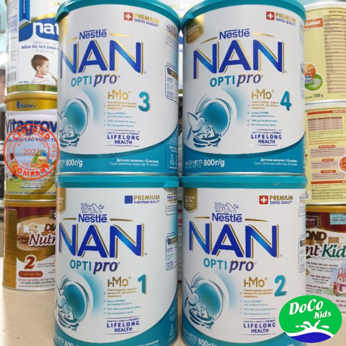 Sữa Nan Nga HMO mẫu mới Đủ Số 1-2-3-4 , 800g , Sữa mát cho bé yêu phát triển toàn diện.