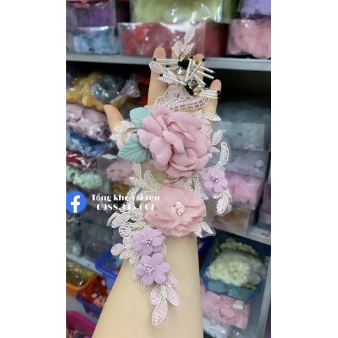 Tấm ren hoa nổi cho áo dài,đầm váy