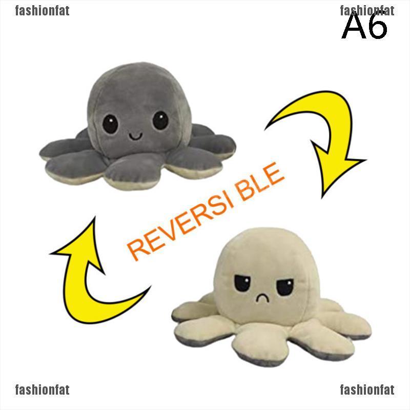 [Iron] Cute Simulation Reversible Octopus Doll Double-sided Flip Plush Toy Kids Gift