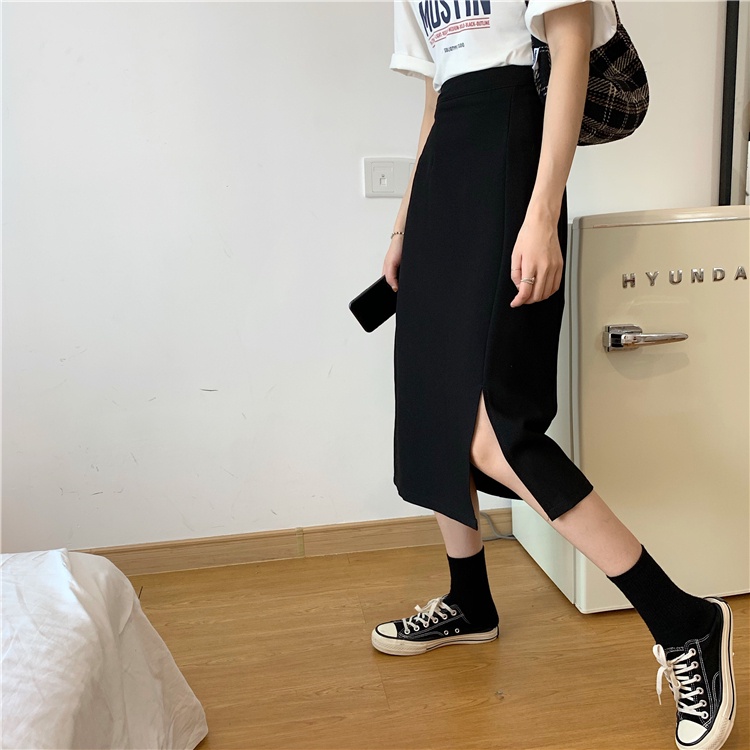Chân váy IELGY dáng chữ A dài thiết kế xẻ tà thời trang dành cho nữ