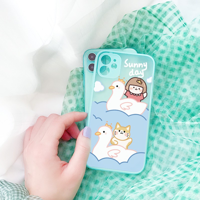 Ốp lưng iphone YuAn & Duck nhám viền nổi cong 5/5s/6/6plus/6s/6splus/7/7plus/8/8plus/x/xr/xs/11/12/pro/max/plus/promax | BigBuy360 - bigbuy360.vn