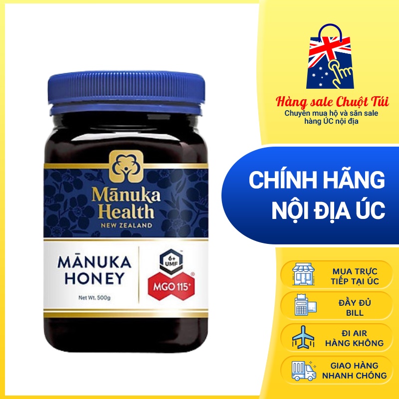 MẬT ONG MANUKA HEALTH MGO 115+  - Hàng Úc đủ bill