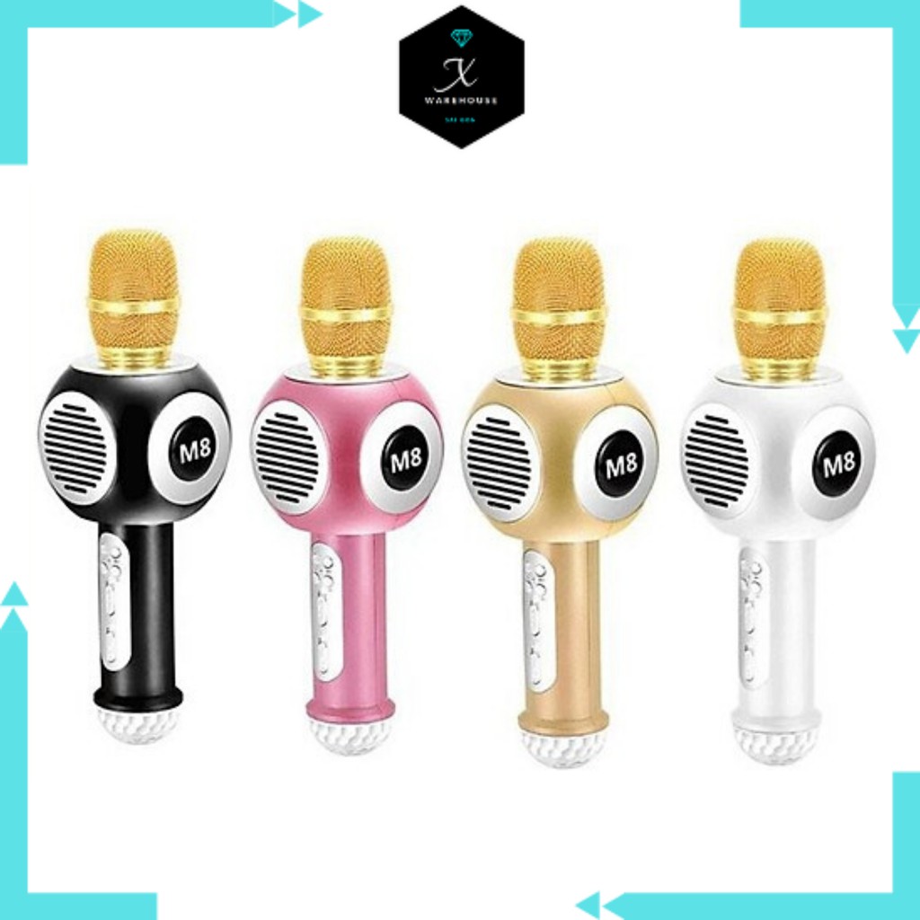 Micro karaoke bluetooth M8 có đèn led cực đẹp, hàng tốt âm chuẩn