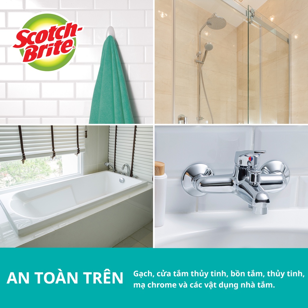 Bàn chải chà sàn nhà tắm bằng cước siêu sạch Scotch Brite 3M - Trắng không trầy xước 7723 , Xanh siêu sạch 7722