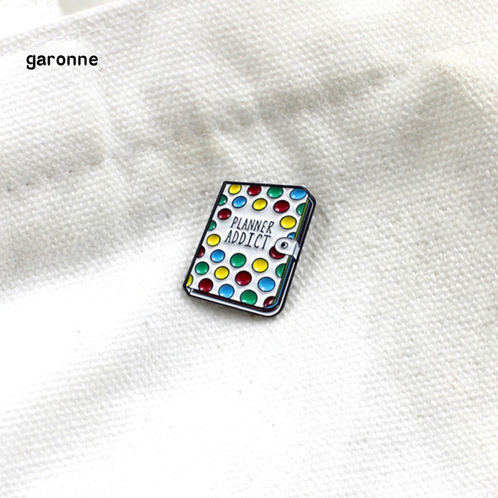 GA_Planner Addict Book Colorful Dots Enamel Brooch Pin Denim Backpack Badge Jewelry