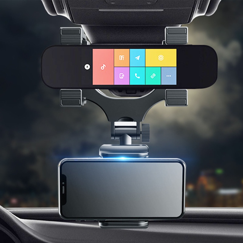 Giá Đỡ Điện Thoại Gắn Kính Chiếu Hậu Xe Hơi Màu Đen Chống Rơi Kích Thước 25x12cm