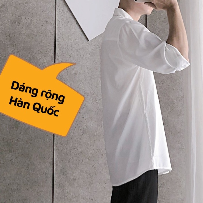 Áo sơ mi nam nữ dài tay áo form rộng unisex sơ mi form rộng vải lụa thái chống nhăn chống bai xù