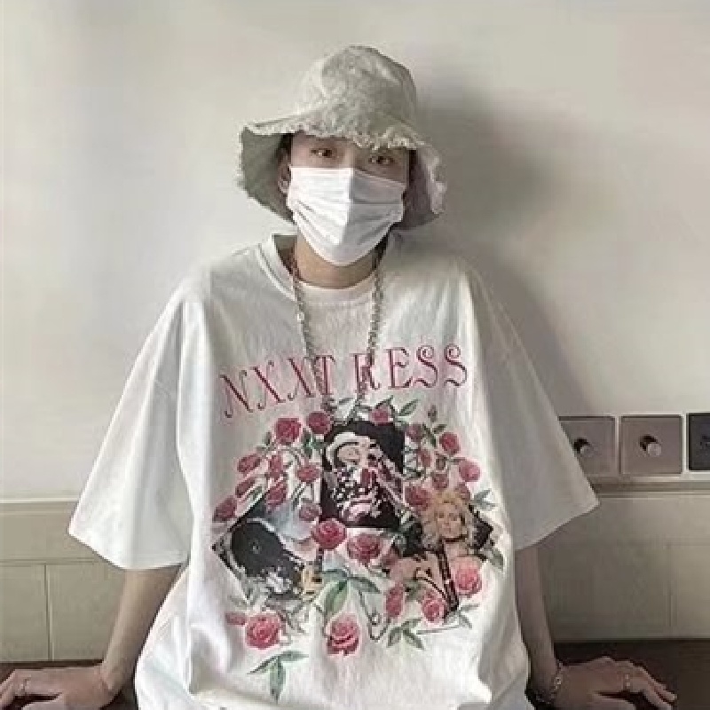 Áo Thun Nam Tay Ngắn Dáng Rộng In Họa Tiết Hoạt Hình Phong Cách Hip Hop Thời Trang Mùa Hè size M-5XL