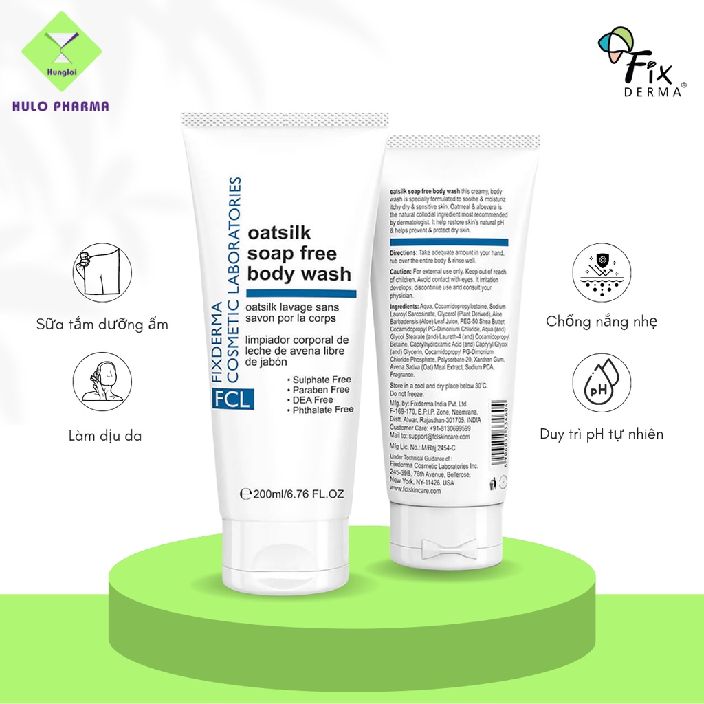 Sữa Tắm Dưỡng Ẩm Mềm Mịn Da Chống Lão Hóa Da FCL Oatsilk Soap Free Body Wash 200 - 400 ml