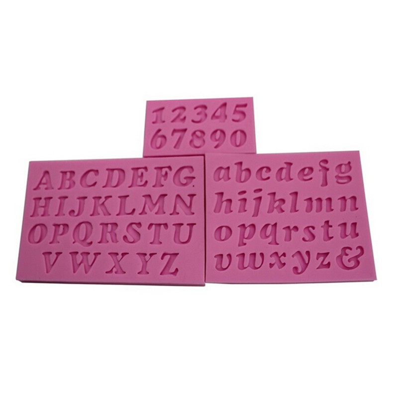 Bộ 3 Khuôn Silicone Hình Chữ Cái &amp; Số Mini Dùng Trang Trí Bánh Kem DIY