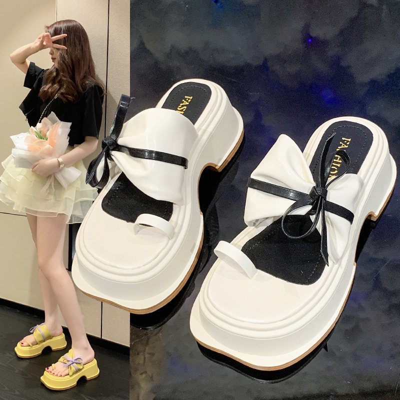 Xăng đan Đế Dày Đính Nơ Thời Trang Cho Nữ