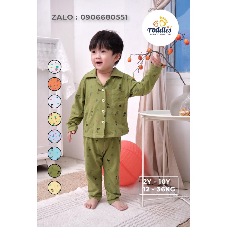 PIJAMA TAY DÀI 100% THUN COTTON CAO CẤP TODDLES BÉ TRAI