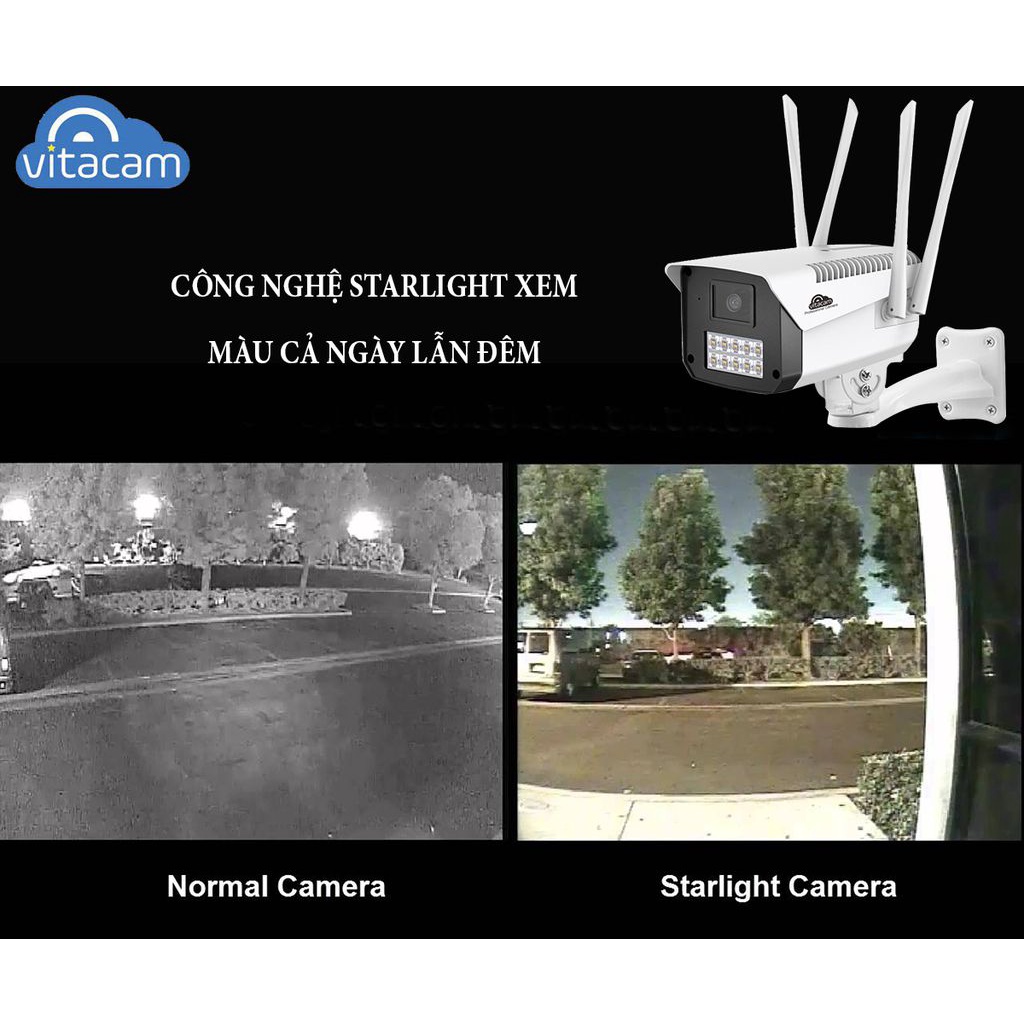 Camera Vitacam VB1090 - 3.0Mpx Ultra HD 1080P - Ngoài Trời - Đèn Starlight Quan Sát Màu Đêm - Bảo Hành Chính Hãng 2 Năm. | WebRaoVat - webraovat.net.vn