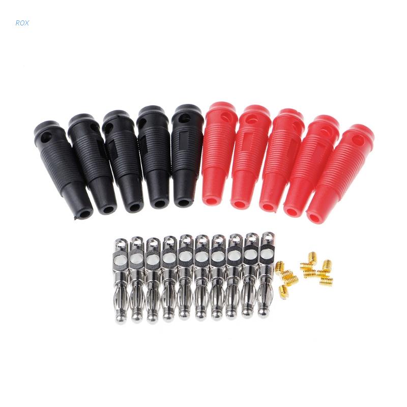 Set 10 Đầu Cắm Bắp Chuối Màu Đỏ Đen 4mm
