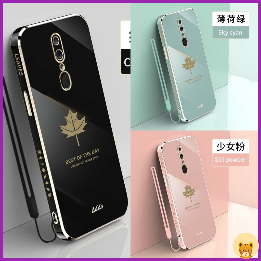 Ốp Điện Thoại Viền Thẳng Mềm Mịn Kèm Dây Đeo Cho Oppo F11 F11 Pro