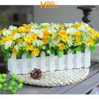 Hoa giả,Hàng rào gỗ,hàng rào hoa cỏ dài 50cm cắm nhiều mẫu trang trí nhà, decor