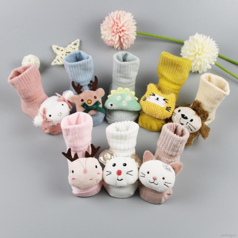 Vớ cotton chống trượt giữ ấm thiết kế hoạt hình dễ thương cho bé sơ sinh