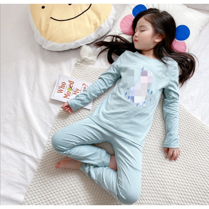 Bộ quần áo dài tay bo ống in hình elsa bé gái