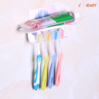 IE❤Toothpaste Toothbrush Holder Wall Mount Bathroom Suction Hanging Storage Shelf