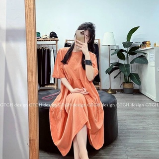 Đầm Bầu xinh suông- Váy bầu suông đuôi cá thời trang thiết kế chất cotton 100% freesize từ 45 đến 70Kg