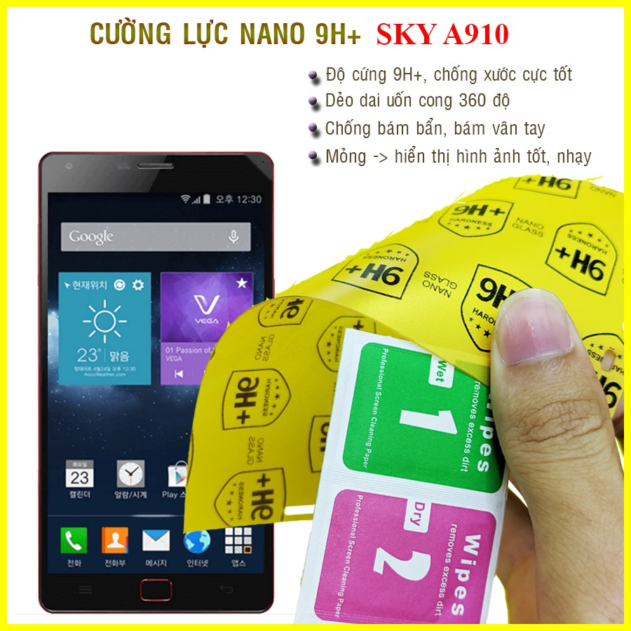 Dán cường lực dẻo nano trong hoặc nhám cho Vega iron 2 (Sky A910)