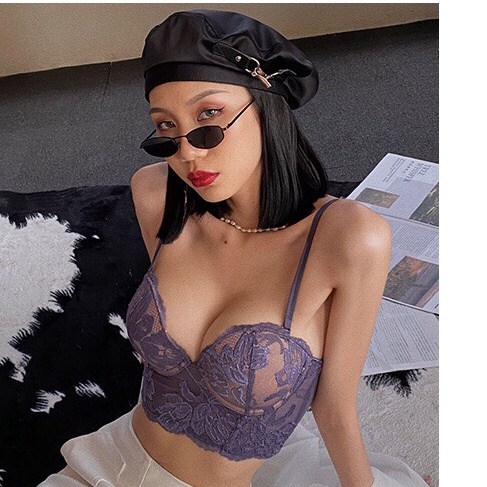 Áo lót ren bản to che mỡ lưng nâng ngực, Áo bra corset ôm body