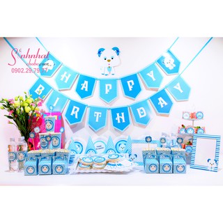 Set trang trí sinh nhật trọn gói chủ đề Cún con - Chó con