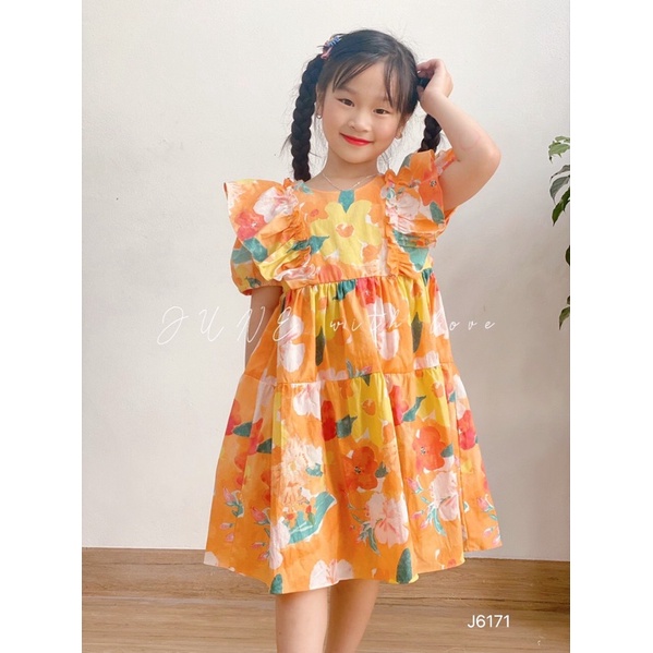 Váy vàng xinh xắn cho con đi chơi biển cực mát, chất đẹp bé từ 1-5 tuổi