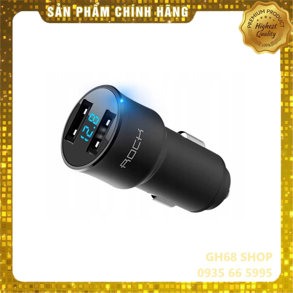 Sạc Trên Xe Hơi Rock H2 Car Charger with Digital Display - Hàng Chính hãng Bảo hành 12 tháng