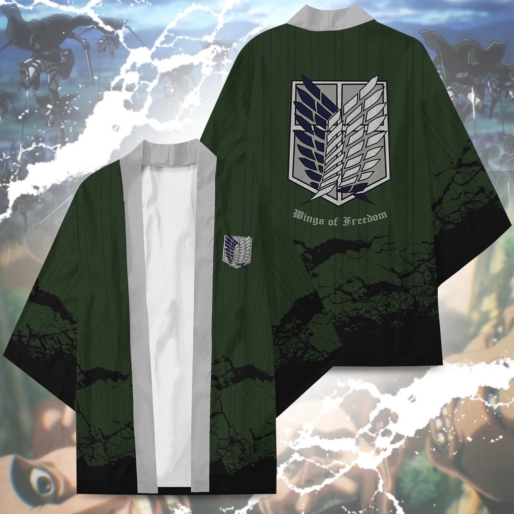 Áo Choàng Ngủ Kimono Levi Ackerman Eren Jaeger Mặc Ngủ Hóa Trang Haori