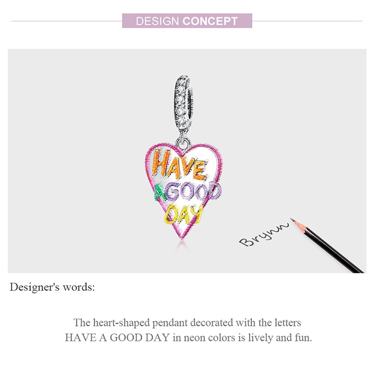 Mặt đồ trang sức BAMOER SCC2234 làm từ bạc bạc 925 hình trái tim khắc chữ