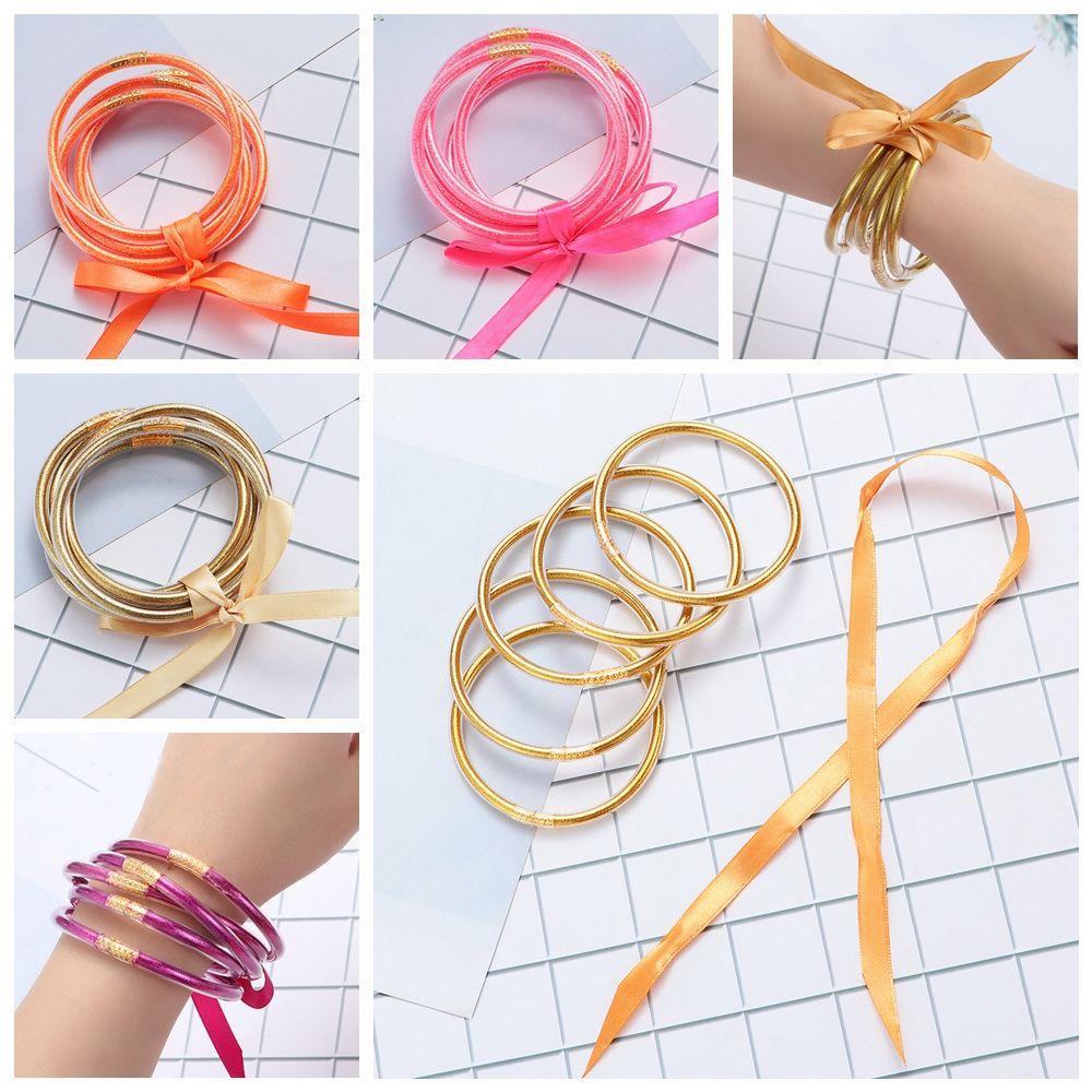 Borag Long Lanh Bộ Vòng Tay Tự Làm Mới|Vòng Tay Silicone Đính Nơ Màu Xanh Dương