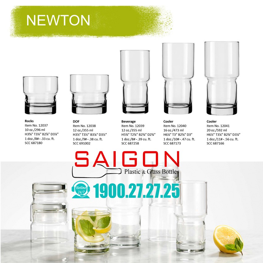 Ly Thủy Tinh Cao Cấp Duratuff Newton Rock | Dung Tích tùy chon , Nhập khẩu EU