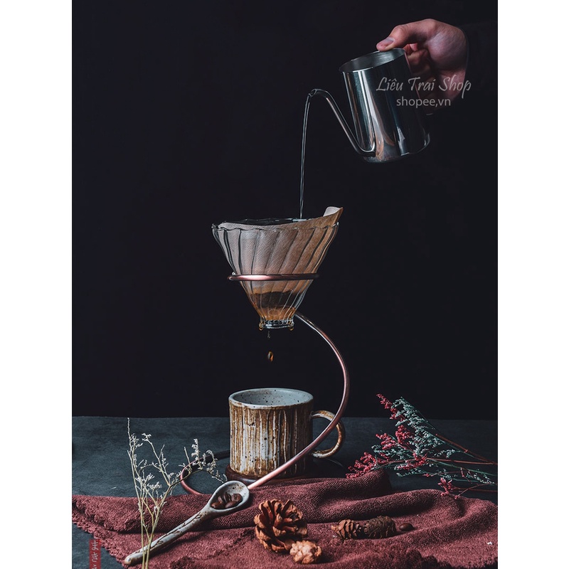 Giá đỡ phếu v60 pha cà phê lọc cafe kim loại xoắn ốc hình con rắn