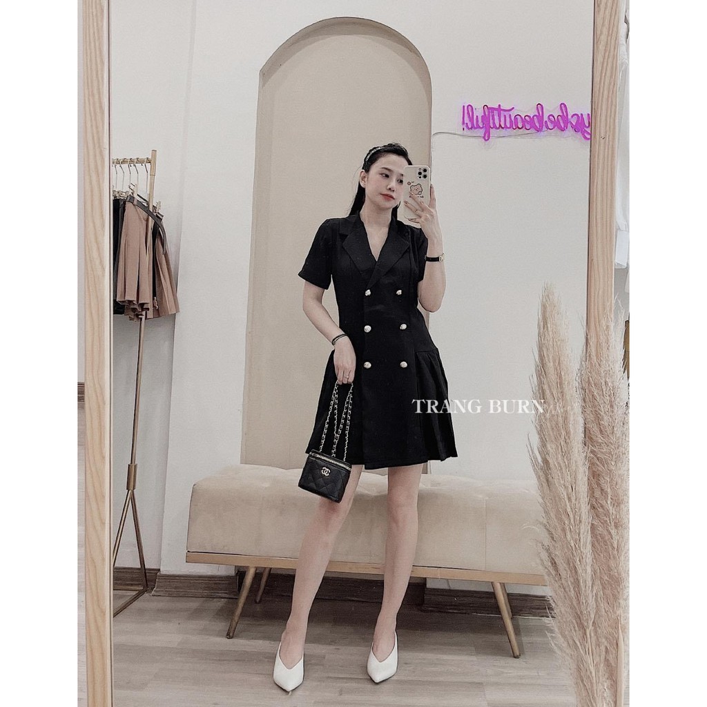 VÁY VEST XẾP LI KHUY VÀNG  QUỐC DÂN