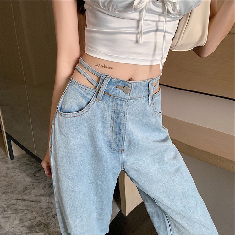 Quần Jean Nữ Ống Rộng Cá Tính Mã QJ1