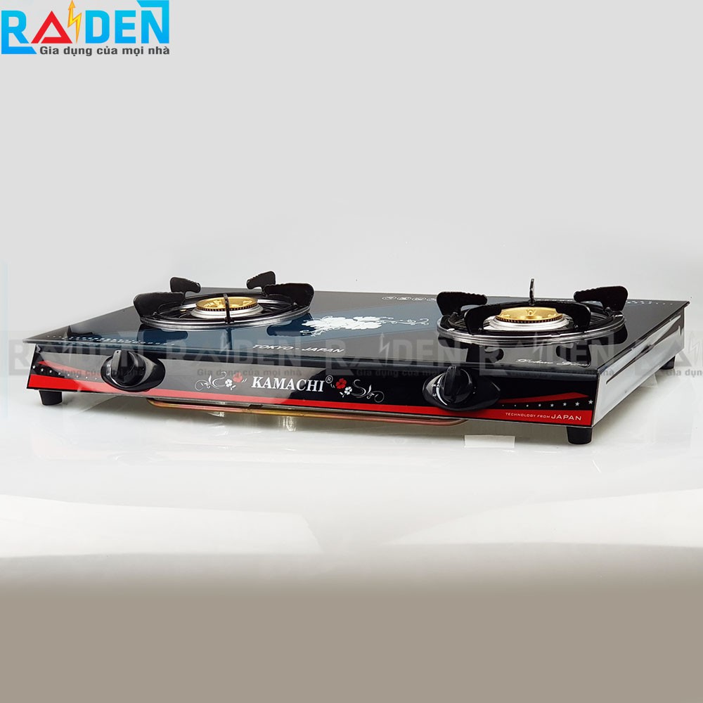 Bếp ga đôi kính cường lực Kamachi KM-213 sử dụng đầu đốt đồng