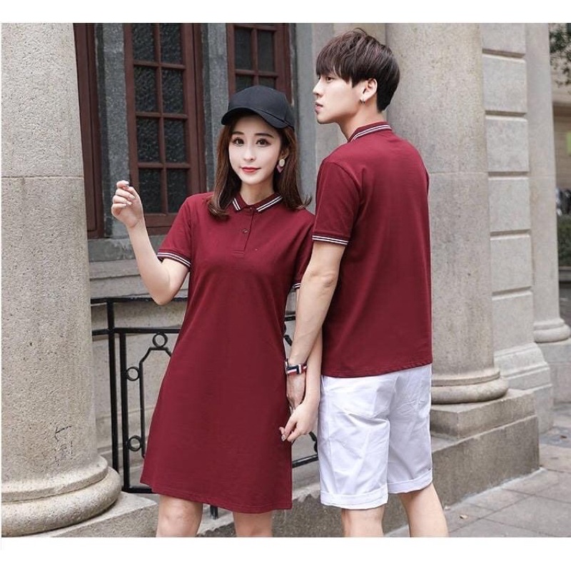 ẢNH THẬT - Áo váy thun đôi, áo polo nỉ da cá suông Forever Couple Store