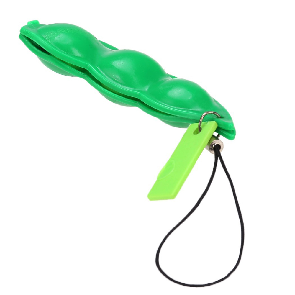 ❤LANSEL❤ Funny Squeeze Bean Trinkets Stress Relieve Key Chain Cute Extrusion Fidget Toy Soybean Green Phone Charm