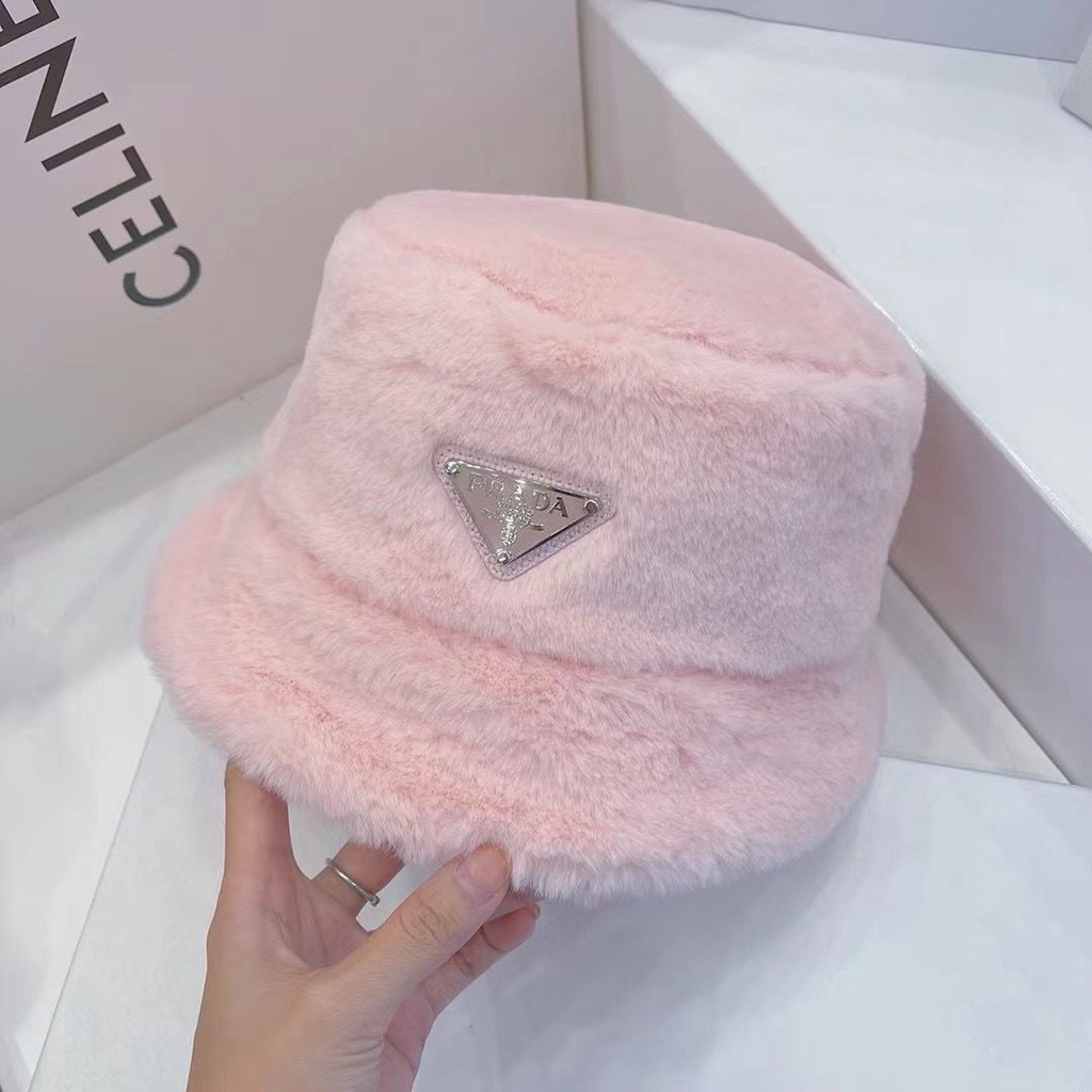 Nón Tai Bèo Prada Phối Lông Ấm Áp Cá Tính Cho Nam Nữ Mùa Thu Đông