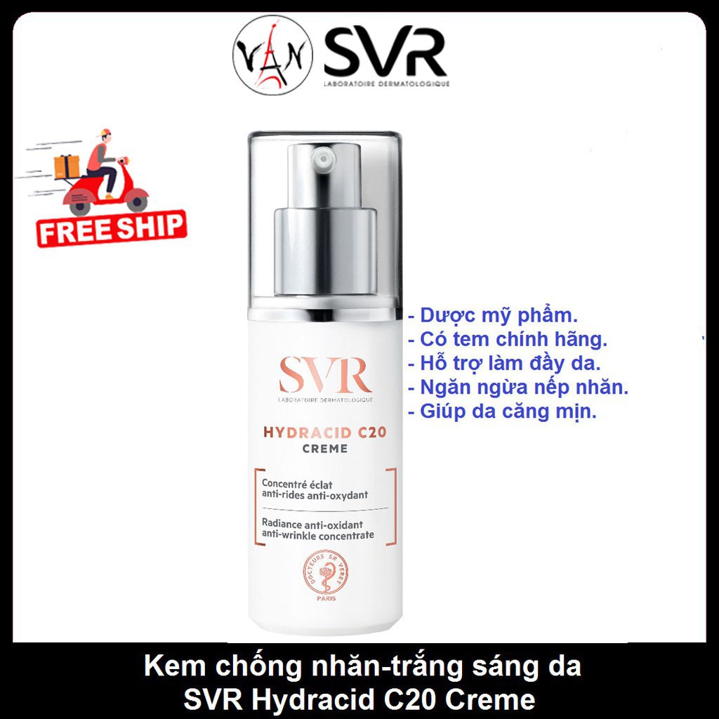 [Tem Chính Hãng] Kem chống nhăn, làm sáng da SVR hydracid C20 creme 30ml