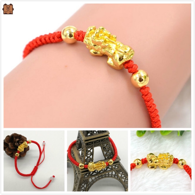 Vòng tay bện màu đỏ xỏ hạt 3d thời trang cho nữ