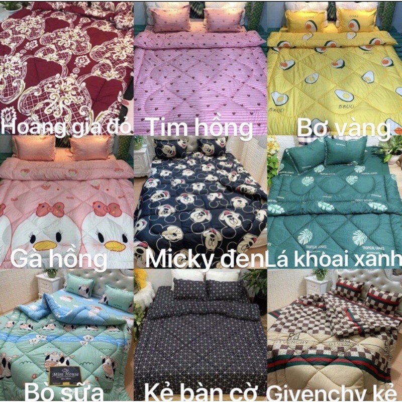 Sét ga gối hè poly cotton(ga bo chun bọc bảo vệ đệm 10cm)